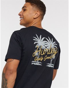 Черная футболка с принтом пальм Hurley
