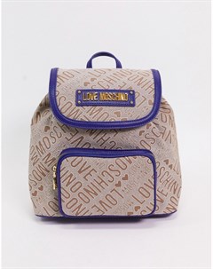 Синий жаккардовый рюкзак с логотипом Love moschino