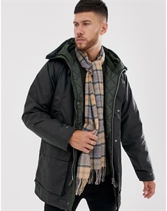 Светло бежевый шарф из овечьей шерсти в клетку тартан Barbour