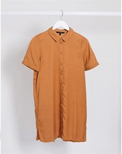 Светло коричневое платье рубашка с короткими рукавами Vero moda