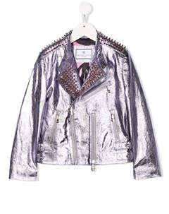 Байкерская куртка с эффектом металлик Philipp plein
