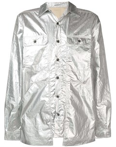 Куртка рубашка с накладными карманами и эффектом металлик Rick owens drkshdw