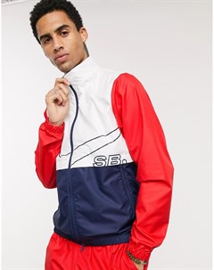 Спортивная куртка в стиле колор блок белого красного синего цвета Nike sb