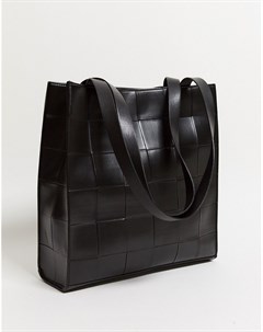 Черная плетеная сумка шоппер Asos design