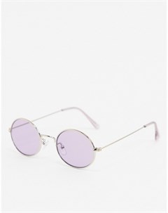 Круглые солнцезащитные очки в серебристой металлической оправе с лавандовыми стеклами Asos design