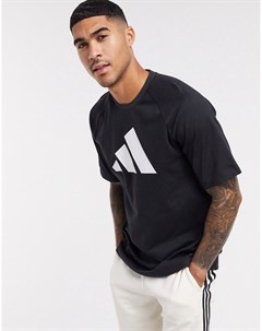 Черная футболка с крупным логотипом adidas Adidas performance