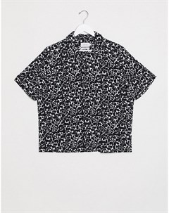 Черная рубашка со сплошным цветочным принтом Calvin klein