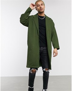 Темно зеленое легкое трикотажное oversize пальто Asos design