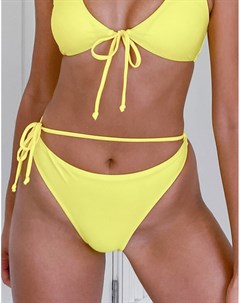 Желтые плавки бикини с высоким вырезом бедра и завязкой Candypants
