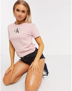 Розовая футболка в полоску с логотипом Cavin Klein Calvin klein