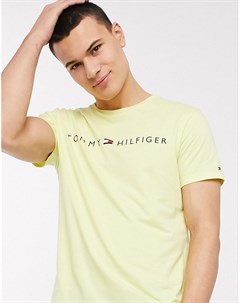 Желтая футболка для дома с логотипом на груди Tommy hilfiger