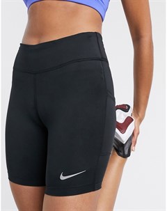 Черные леггинсы шорты с логотипом Nike