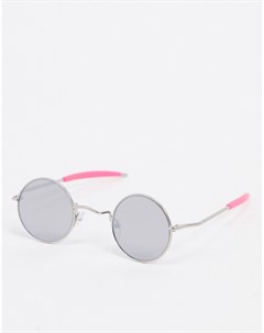 Круглые солнцезащитные очки в серебристой оправе с розовыми вставками на дужках Spitfire