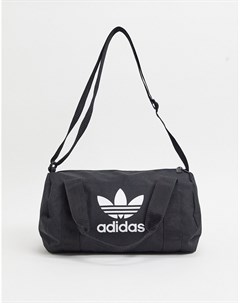 Черная небольшая сумка дафл с логотипом трилистником Adidas originals