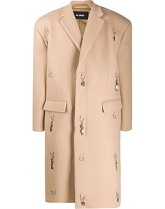 Двубортное пальто с металлическим декором Raf simons