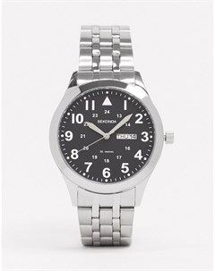 Серебристые наручные часы с черным циферблатом Sekonda