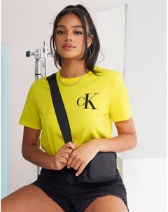 Желтая футболка с логотипом Calvin klein