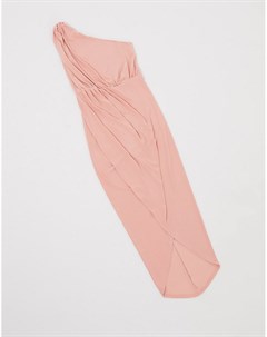Розовое платье миди на одно плечо со складками Club L Club l london