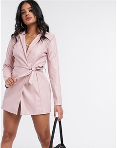 Розовое платье пиджак с поясом Flounce london