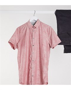 Розовая рубашка с короткими рукавами и лиственным принтом Tall Ted baker london