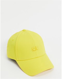 Желтая кепка с вышивкой логотипа Calvin klein