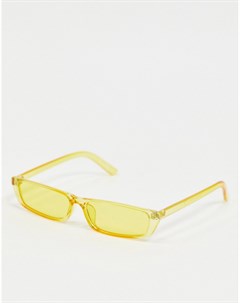 Желтые солнцезащитные очки в узкой прозрачной оправе Pieces