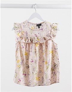 Розовая блузка с вышивкой ришелье и цветочным принтом Vero moda
