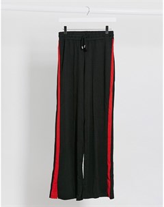 Черные широкие свободные брюки с красными полосками Brave soul