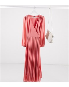 Розовое платье макси с запахом Vero moda curve