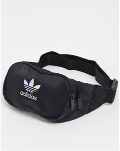 Черная сумка кошелек на пояс с логотипом трилистником Adidas originals