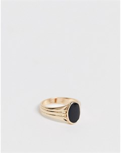 Золотистое кольцо с черной эмалированной отделкой Asos design