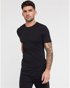 Черная обтягивающая футболка New look