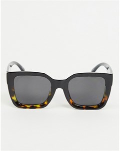 Квадратные солнцезащитные очки в черной оправе с черепаховыми вставками Pieces