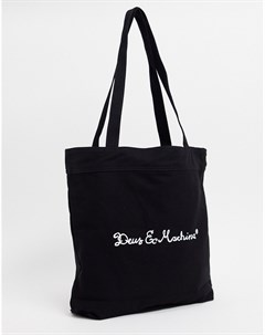 Черная сумка тоут с логотипом Deus ex machina