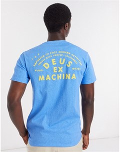 Синяя футболка с принтом на спине Deus ex machina