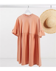 Свободное платье персикового цвета с оборками на рукавах ASOS DESIGN Maternity Asos maternity