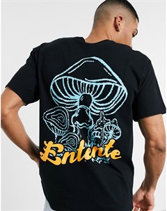 Черная футболка с принтом грибов Entente