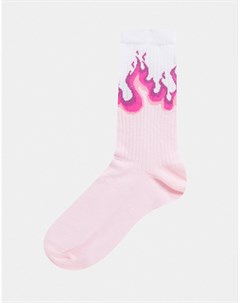 Розовые носки до середины икры с принтом пламени Asos design