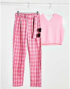 Розовые клетчатые брюки со складками от комплекта Heartbreak