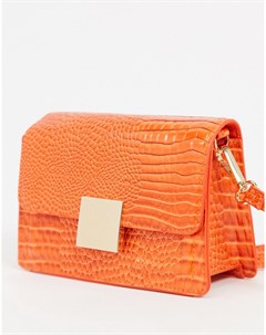 Оранжевая маленькая сумка с эффектом крокодиловой кожи Pimkie