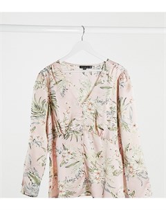 Атласная блузка с цветочным принтом и длинными рукавами Pretty darling plus