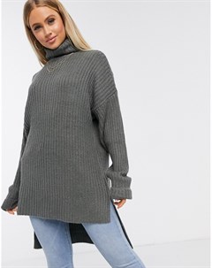 Серый свитер в стиле oversized со ступенчатым краем Missguided