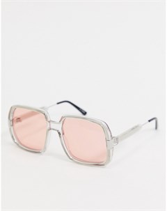 Серые большие солнцезащитные очки в стиле 70 х с розовыми стеклами Rising With The Sun Spitfire
