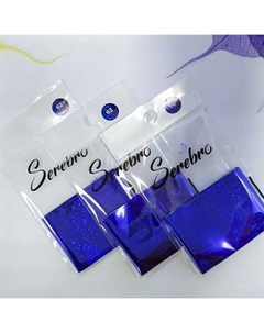 Фольга для дизайна ногтей 62 синие голографические ромбы Serebro