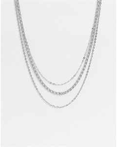 Серебристое ожерелье из цепочек в несколько рядов Topshop