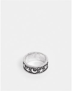 Серебристое кольцо со звездой и луной Asos design