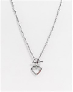 Серебристое ожерелье с подвеской сердцем Tommy hilfiger