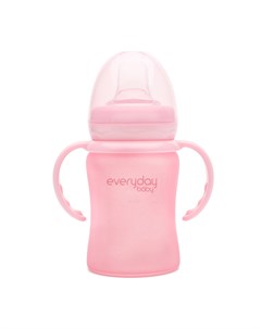 Стеклянная бутылочка поильник с мягким носиком 150 мл светло розовая Everyday baby
