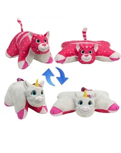 Мягкая игрушка Вывернушка Белый Единорог Розовая Кошечка 2 в 1 1toy