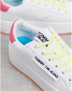 Белые кроссовки на платформе с логотипом Tommy hilfiger